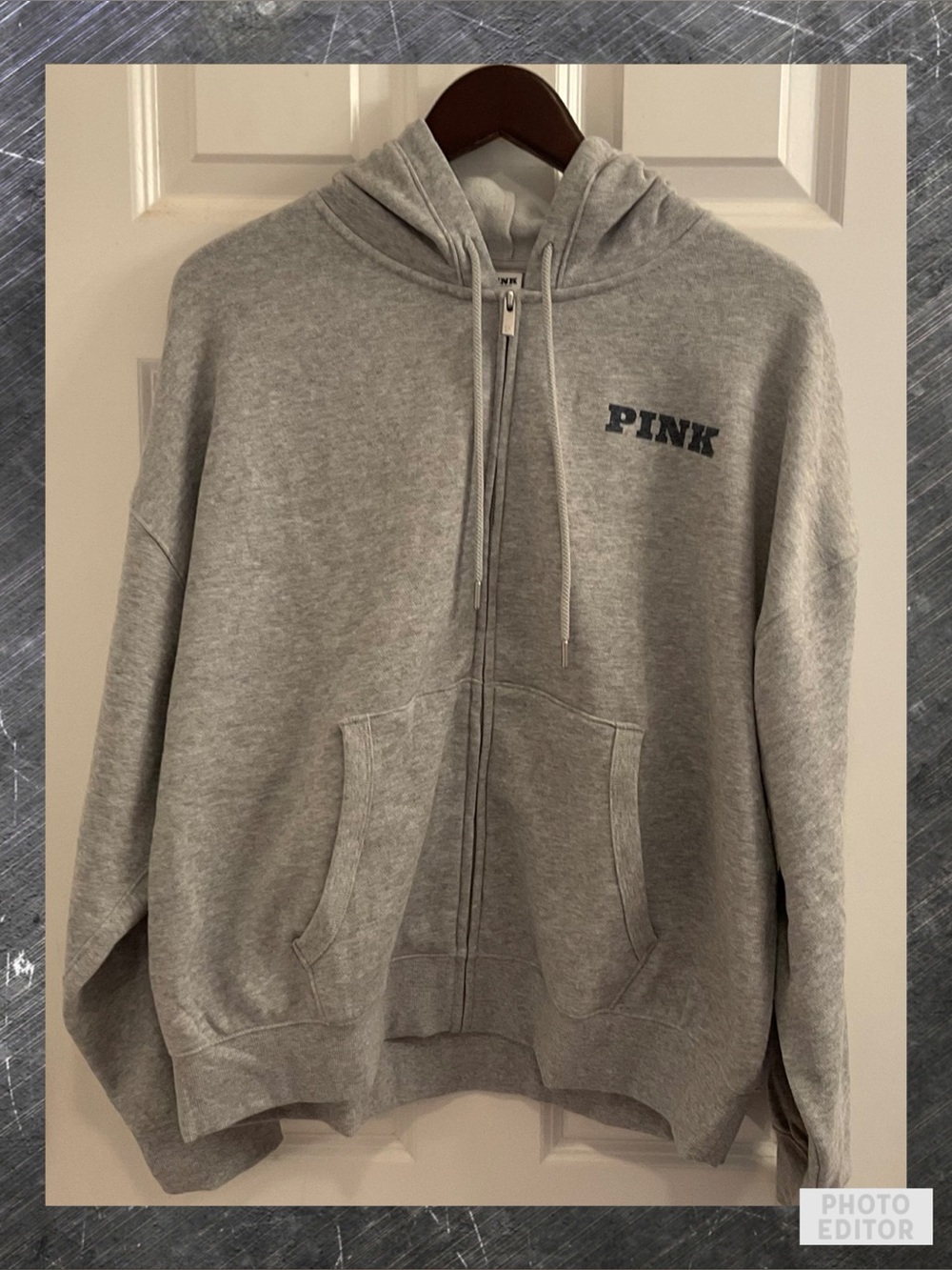 PINK Victoria’s Secret Campus Fleece Full Zip Hoodie - NWT - Size XL
